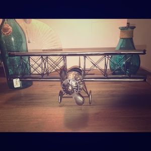 Pier1 Imports Vintage Metal Biplane Aircraft Decor